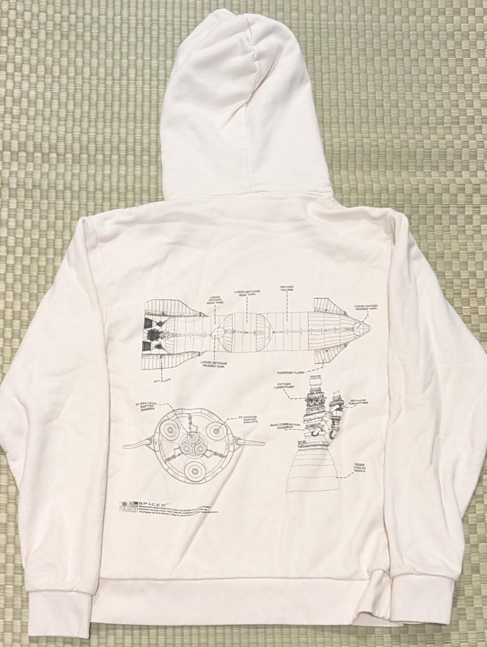 RARE Official SpaceX Schematics Heavyweight Cotton Hoodie Size Small Made in USA